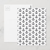 Anchors Pattern Nautical Schwarz-weiß Sailor Postkarte (Vorne/Hinten)