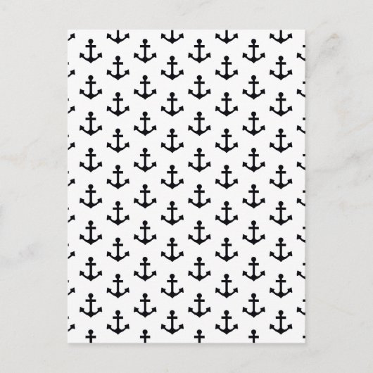 Anchors Pattern Nautical Schwarz-weiß Sailor Postkarte (Vorderseite)