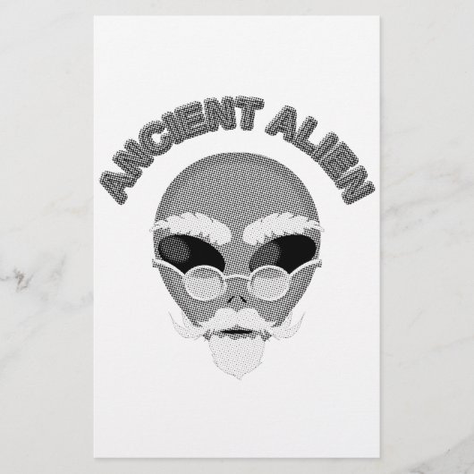 Ancient Alien Head Newsprint Briefpapier (Vorderseite)
