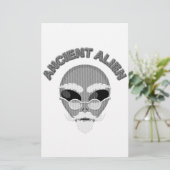 Ancient Alien Head Newsprint Briefpapier (Stehend Vorderseite)