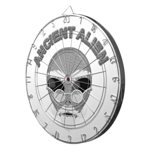 Ancient Alien Head Newsprint Dartscheibe (Vorderseite rechts)