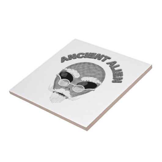 Ancient Alien Head Newsprint Fliese (Seite)