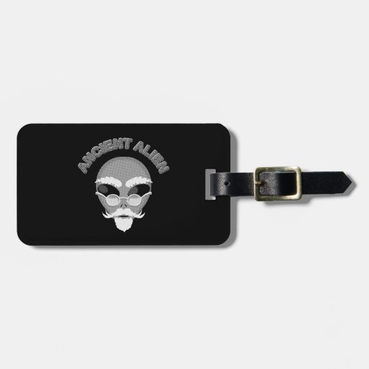 Ancient Alien Head Newsprint Gepäckanhänger (Vorderseite horizontal)