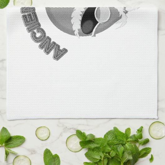 Ancient Alien Head Newsprint Geschirrtuch (Gefaltet)