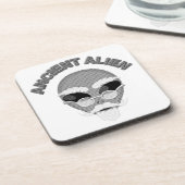 Ancient Alien Head Newsprint Getränkeuntersetzer (Linke Seite)