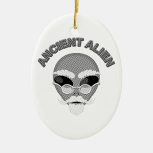 Ancient Alien Head Newsprint Keramik Ornament