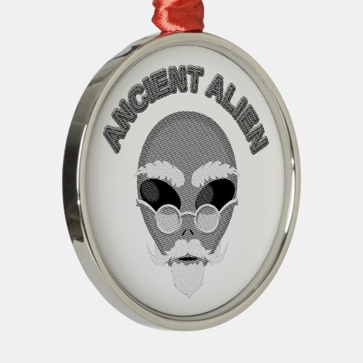 Ancient Alien Head Newsprint Ornament Aus Metall (Rechts)