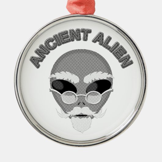Ancient Alien Head Newsprint Ornament Aus Metall (Vorne)