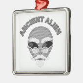 Ancient Alien Head Newsprint Ornament Aus Metall (Links)