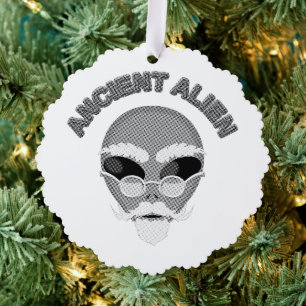 Ancient Alien Head Newsprint Ornament Karte