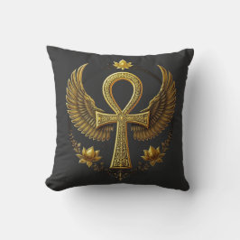 Ancient Ankh Power Göttliches Gold Schwarz Dekor Kissen