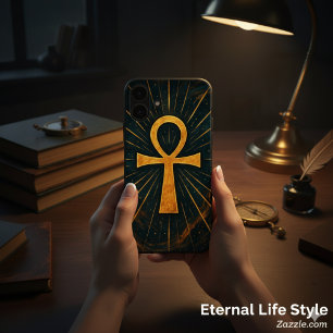 Ancient Ankh Sacred Mystique Gold Radiation iPhone 16 Plus Hülle