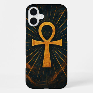 Ancient Ankh Sacred Mystique Gold Radiation iPhone 16 Plus Hülle