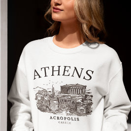 Ancient Athens Acropolis Retro View Sweatshirt