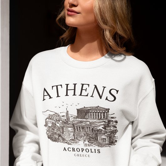 Ancient Athens Acropolis Retro View Sweatshirt