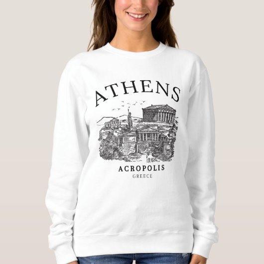 Ancient Athens Acropolis Retro View Sweatshirt (Vorderseite)