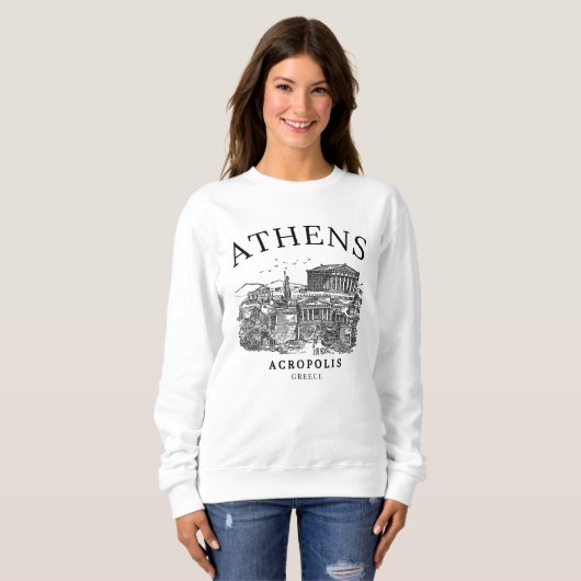 Ancient Athens Acropolis Retro View Sweatshirt (Vorne ganz)