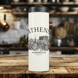 Ancient Athens Acropolis Retro View Thermosbecher