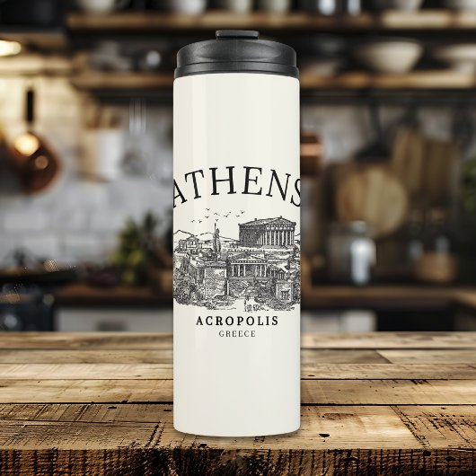 Ancient Athens Acropolis Retro View Thermosbecher