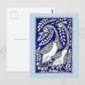 Ancient Blue Kalamkari Post Card Postkarte (Vorne/Hinten)