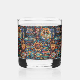 Ancient Blue "Pre-Columbian Tapestry" Art Rocks Gl Whiskyglas
