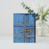 Ancient Blue Weathered Doorway Urbex Postkarte (Stehend Vorderseite)