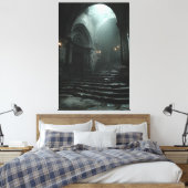 Ancient Cathedral Stairway Mist Light Leinwanddruck (Insitu (Schlafzimmer))