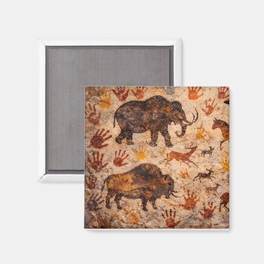 Ancient cave art make your mark stone mural magnet (Vorderseite/Rückseite)