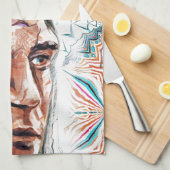 Ancient chieftan und Fraktal Muster Geschirrtuch (Viertel Falte)