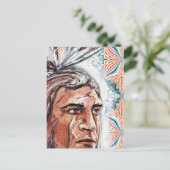 Ancient chieftan und Fraktal Muster Postkarte (Stehend Vorderseite)