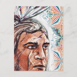 Ancient chieftan und Fraktal Muster Postkarte