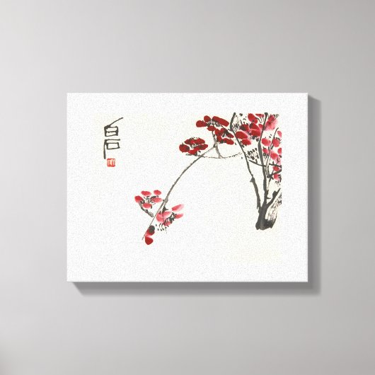 Ancient China Painting-Qi Baishi-Red Wintersweet Leinwanddruck (Vorderseite)