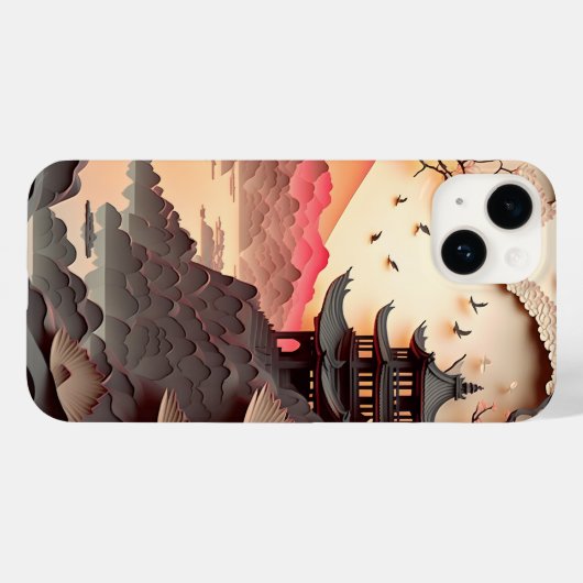 Ancient Chinese Scene Paper Cut iPhone 14 Fall Case-Mate iPhone Hülle (Rückseite (Horizontal))