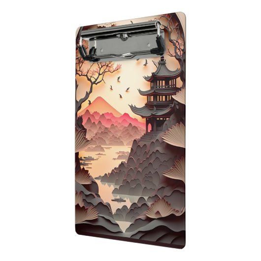 Ancient Chinese Scene Paper Cut Mini Clipboard Mini Klemmbrett (Gewinkelt2)
