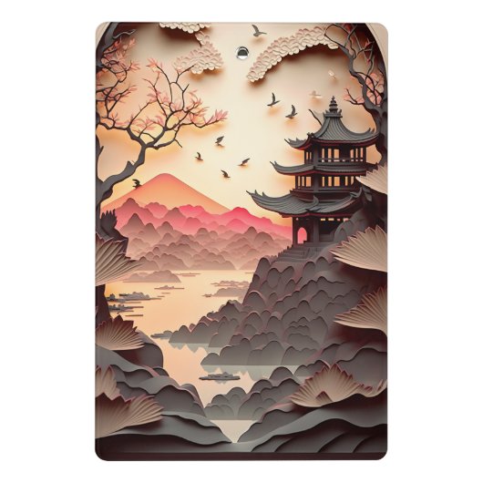 Ancient Chinese Scene Paper Cut Mini Clipboard Mini Klemmbrett (Rückseite)