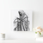 Ancient Chronos Marble Statue - Father Time with S Quadratische Wanduhr (Zuhause)