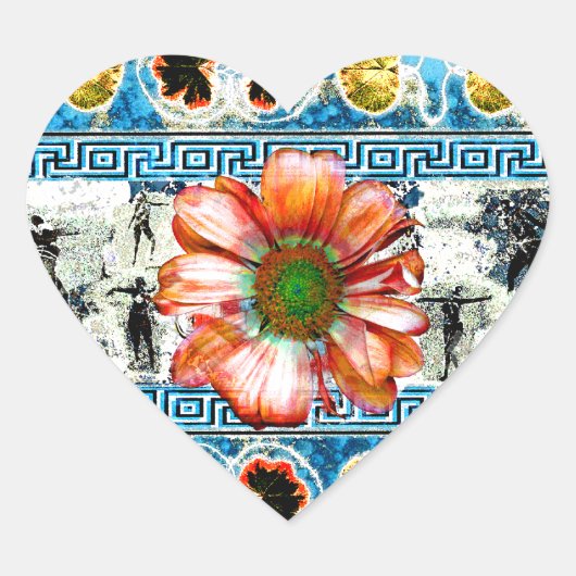 Ancient Dance Orange Daisy Herz-Aufkleber (Vorderseite)