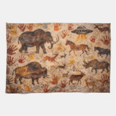 Ancient echoes cave painting and hand print tea to geschirrtuch (Horizontal)