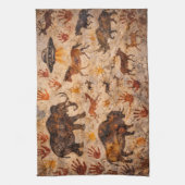 Ancient echoes cave painting and hand print tea to geschirrtuch (Vertikal)