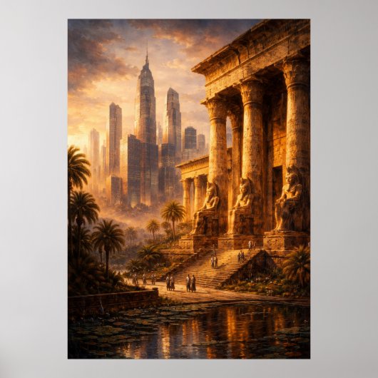 Ancient Egypt Future Skyline Art Poster (Vorne)