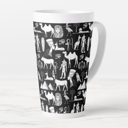 Ancient Egypt Hieroglyphic Symbol Pattern Milchtasse (Rechte Ecke)