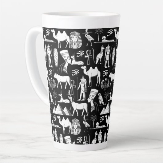 Ancient Egypt Hieroglyphic Symbol Pattern Milchtasse (Linke Ecke)