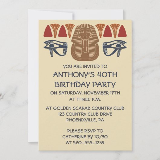 Ancient Egypt King Tut Themed Custom Party Einladung (Vorderseite)