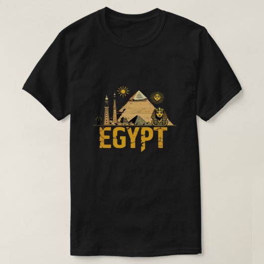 Ancient Egypt Landmarks Graphic Design on Black Ba T-Shirt (Design vorne)
