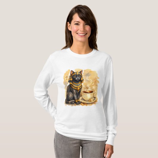 Ancient Egyptian Cat Bastet Mythology Design T-Shirt (Vorne ganz)