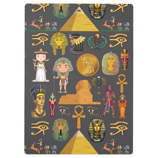 Ancient Egyptian Hieroglyphic -Pattern Pharaoh  Klemmbrett (Rückseite)