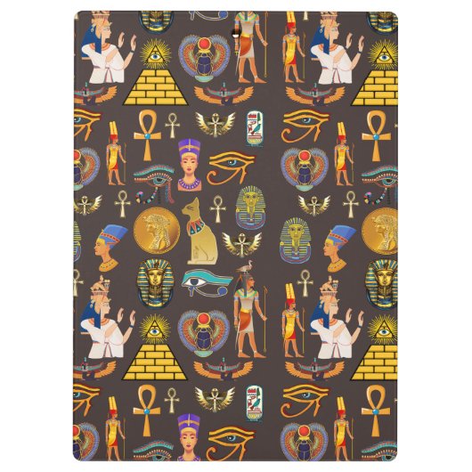 Ancient Egyptian Hieroglyphic Pattern Symbol Klemmbrett (Rückseite)