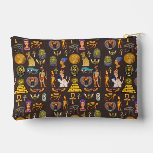 Ancient Egyptian Hieroglyphic Pattern Symbol Zubehörtasche (Rückseite)