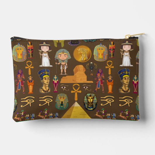 Ancient Egyptian Hieroglyphic -Pattern Symbol  Zubehörtasche (Rückseite)
