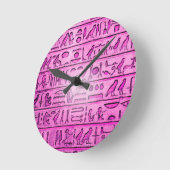 Ancient Egyptian Hieroglyphs Purple Round Clock Runde Wanduhr (Winkel)